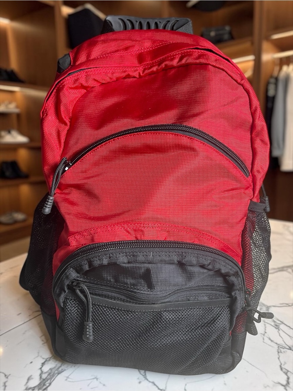 Tough Traveler Red Black Backpack Multi Pocket Travel School Hiking  Daypack